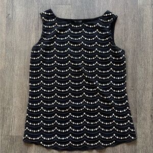 White House Black Market Black Tank Top with Cream Pattern